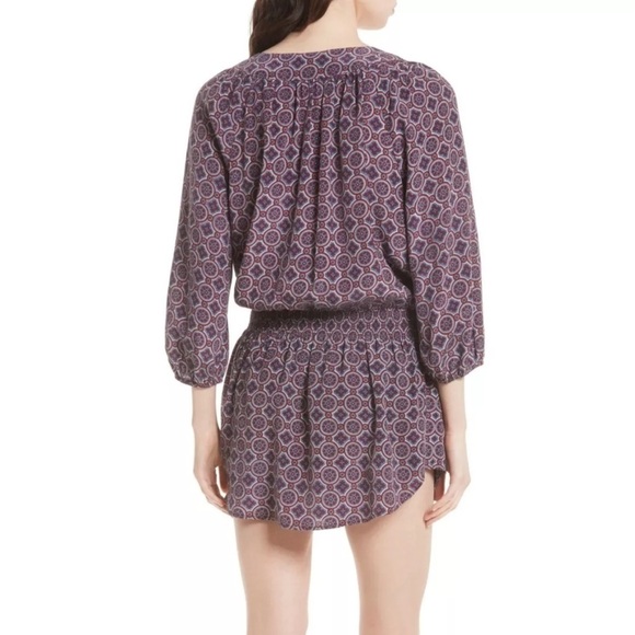 JOIE Red Blue Currant Medallion Print Lace-Up Blouson Silk CORRA B. Mini Sz M - Picture 3 of 11